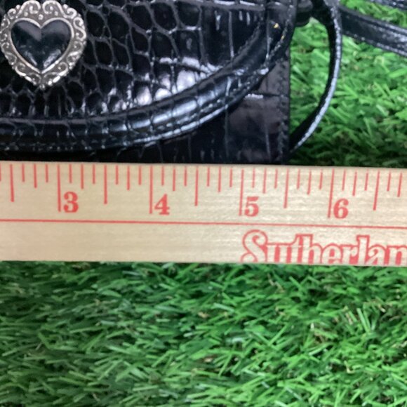 Brighton Black Croc Print Patent Leather Wallet with Crossbody Strap - Picture 13 of 15